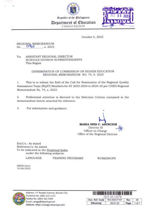 deped caraga regional memorandum